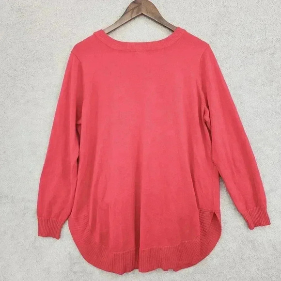 Max Studio Womens 1X Red Sweater With Pockets & Ribbed Hem 16PT - Picture 2 of 6